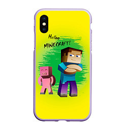 Чехол iPhone XS Max матовый Hello Minecraft, цвет: 3D-светло-сиреневый