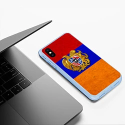 Чехол iPhone XS Max матовый Армения, цвет: 3D-голубой — фото 2