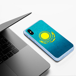 Чехол iPhone XS Max матовый Флаг Казахстана, цвет: 3D-голубой — фото 2
