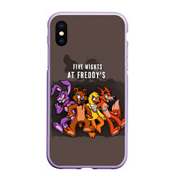 Чехол iPhone XS Max матовый Five Nights At Freddy's, цвет: 3D-светло-сиреневый