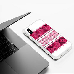 Чехол iPhone XS Max матовый Вышивка 34, цвет: 3D-белый — фото 2