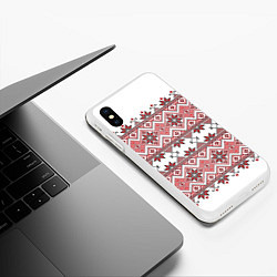 Чехол iPhone XS Max матовый Вышивка 42, цвет: 3D-белый — фото 2