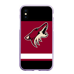 Чехол iPhone XS Max матовый Arizona Coyotes, цвет: 3D-светло-сиреневый