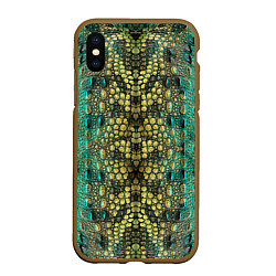 Чехол iPhone XS Max матовый Крокодил, цвет: 3D-коричневый