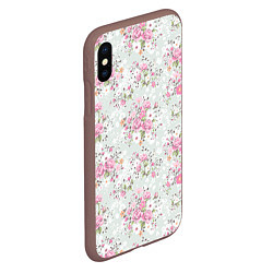 Чехол iPhone XS Max матовый Flower pattern, цвет: 3D-коричневый — фото 2