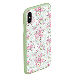 Чехол iPhone XS Max матовый Flower pattern, цвет: 3D-салатовый — фото 2