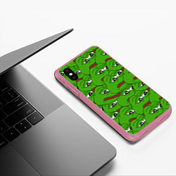 Чехол iPhone XS Max матовый Sad frogs, цвет: 3D-малиновый — фото 2