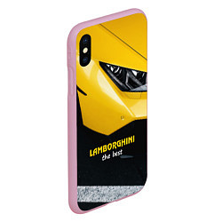 Чехол iPhone XS Max матовый Lamborghini the best, цвет: 3D-розовый — фото 2