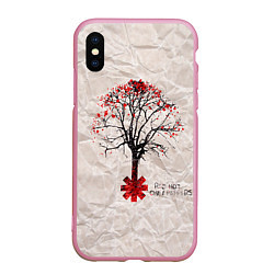 Чехол iPhone XS Max матовый RHCP: Red Tree, цвет: 3D-розовый