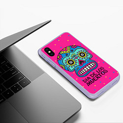 Чехол iPhone XS Max матовый Мексиканский череп, цвет: 3D-светло-сиреневый — фото 2