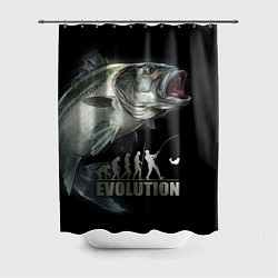 Шторка для душа Эволюция рыбалки, цвет: 3D-принт