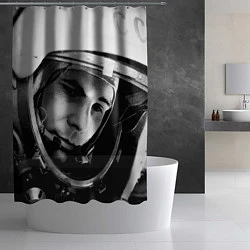 Шторка для душа Гагарин космонавт, цвет: 3D-принт — фото 2