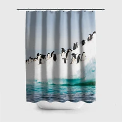 Шторка для душа Пингвины на айсберге, цвет: 3D-принт