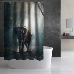 Шторка для душа Слон в лесу, цвет: 3D-принт — фото 2