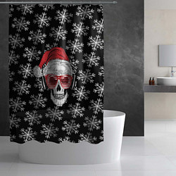 Шторка для душа Santa Skull хипстер, цвет: 3D-принт — фото 2