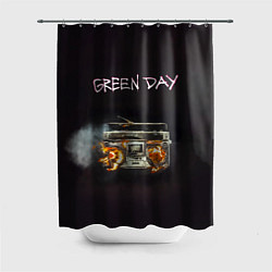 Шторка для душа Green Day магнитофон в огне, цвет: 3D-принт
