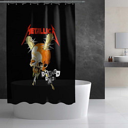 Шторка для душа Metallica - orange skull, цвет: 3D-принт — фото 2
