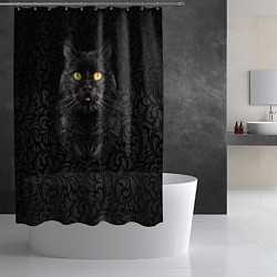 Шторка для душа Чёрный котик, цвет: 3D-принт — фото 2