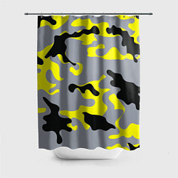 Шторка для душа Yellow & Grey Camouflage, цвет: 3D-принт