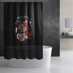 Шторка для душа Black Cat, Black Coffee, цвет: 3D-принт — фото 2