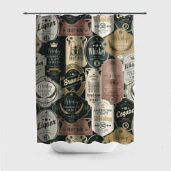 Шторка для душа Этикетки мира Виски, цвет: 3D-принт