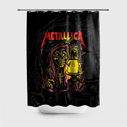 Шторка для душа Metallica скеленон со свечкой, цвет: 3D-принт