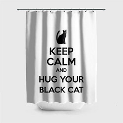 Шторка для душа Обними своего черного кота, цвет: 3D-принт