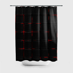 Шторка для душа 3D Плиты Red & Black, цвет: 3D-принт