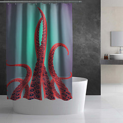 Шторка для душа Красные щупальца осминога, цвет: 3D-принт — фото 2