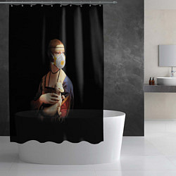 Шторка для душа Чечилия Галлерани - дама с горностаем, цвет: 3D-принт — фото 2