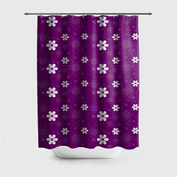 Шторка для душа Узор цветы на фиолетовом фоне, цвет: 3D-принт
