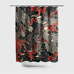 Шторка для душа Самурай Якудза, драконы, цвет: 3D-принт