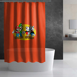 Шторка для душа CupHead x Mario, цвет: 3D-принт — фото 2