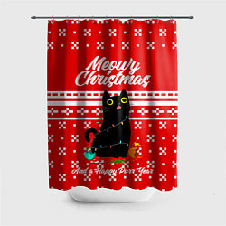 Шторка для душа MEOW CHRISTMAS, цвет: 3D-принт