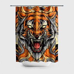 Шторка для душа Символ года тигр в гневе, цвет: 3D-принт
