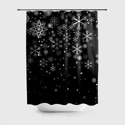 Шторка для душа Снежинки - С Новый год, цвет: 3D-принт