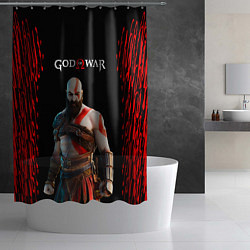 Шторка для душа God of War красные разводы, цвет: 3D-принт — фото 2