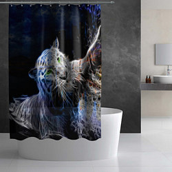 Шторка для душа Неоновый тигр в воде, цвет: 3D-принт — фото 2