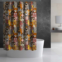 Шторка для душа Зоопарк разные звери, цвет: 3D-принт — фото 2