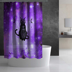 Шторка для душа Космическая черная кошка, цвет: 3D-принт — фото 2