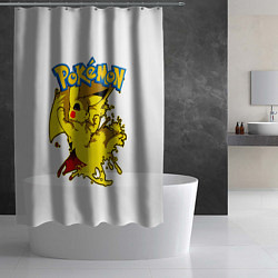 Шторка для душа Пикачу злой Pokemon, цвет: 3D-принт — фото 2