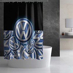 Шторка для душа Volkswagen Большое лого паттерн, цвет: 3D-принт — фото 2