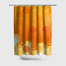 Шторка для душа Мёд от пчёл, цвет: 3D-принт