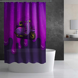 Шторка для душа Фиолетовый мопед, цвет: 3D-принт — фото 2