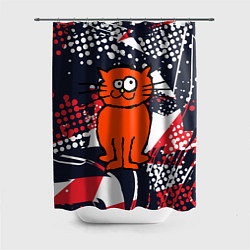 Шторка для душа Забаный красный кот, цвет: 3D-принт
