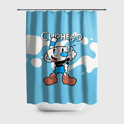 Шторка для душа Cuphead синяя чашечка, цвет: 3D-принт