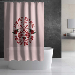 Шторка для душа ROCK AND ROLL гитары и розы, цвет: 3D-принт — фото 2