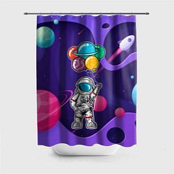 Шторка для душа Космонавт с шариками, цвет: 3D-принт