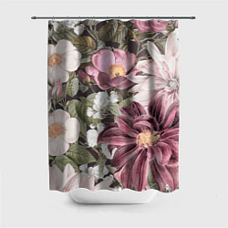 Шторка для душа Цветы Красивый Цветочный Букет Георгин, цвет: 3D-принт