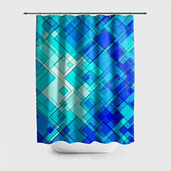 Шторка для душа СИНЕ ГОЛУБЫЕ КВАДРАТЫ, цвет: 3D-принт